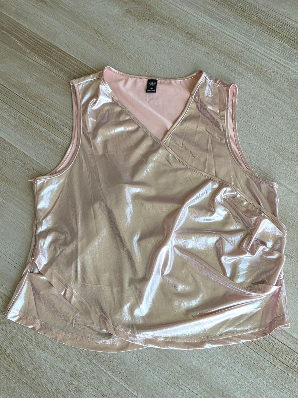 SHEIN Metallic Light Pink Faux-Wrap Tank Top Size 1XL NWOT